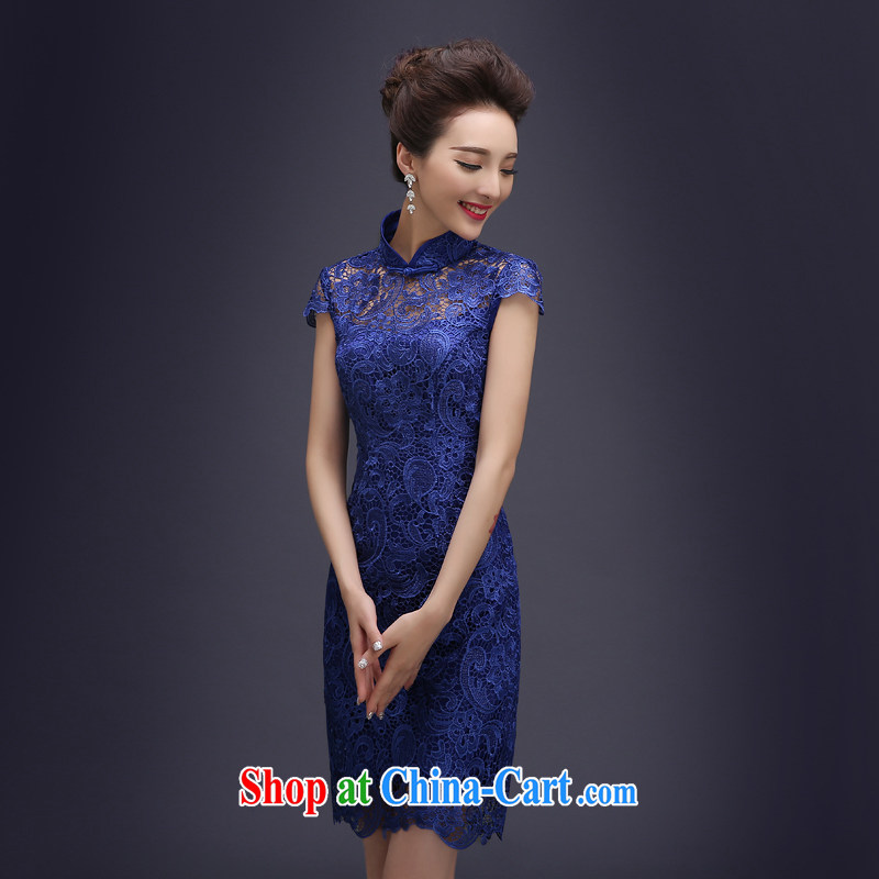 Evening Dress wedding toast serving evening summer 2015 New Field shoulder lace beauty dresses short package and bride toast service banquet dress female blue XXL, 100 Ka-ming, and shopping on the Internet