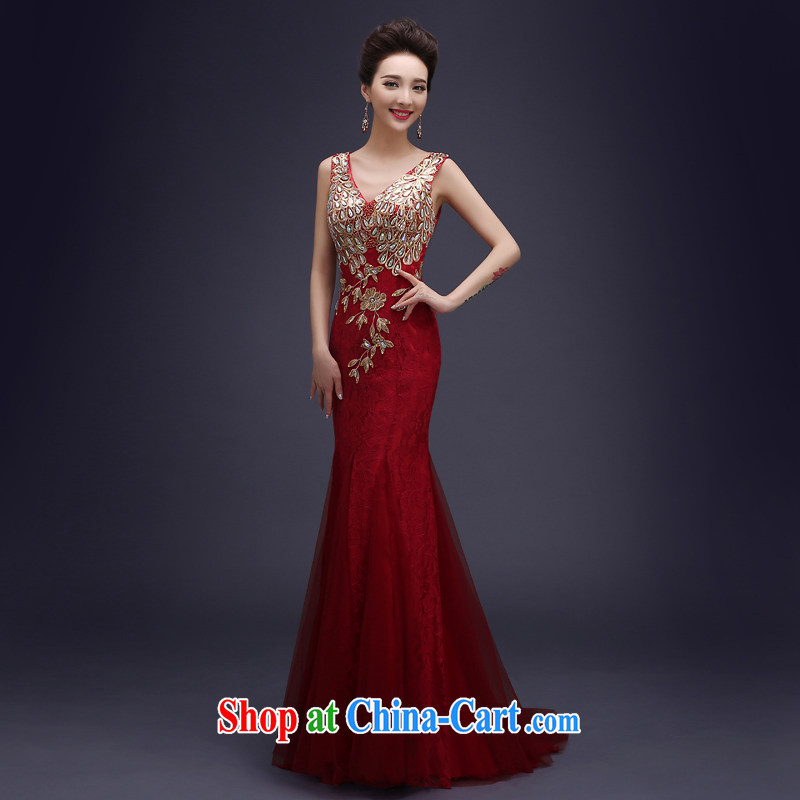 Evening Dress wedding toast serving evening summer 2015 new marriages served toast long lace double-shoulder bridesmaid dress banquet dress wine red XXL, 100 Ka-ming, and shopping on the Internet