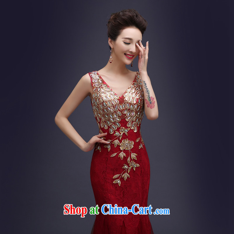 Evening Dress wedding toast serving evening summer 2015 new marriages served toast long lace double-shoulder bridesmaid dress banquet dress wine red XXL, 100 Ka-ming, and shopping on the Internet
