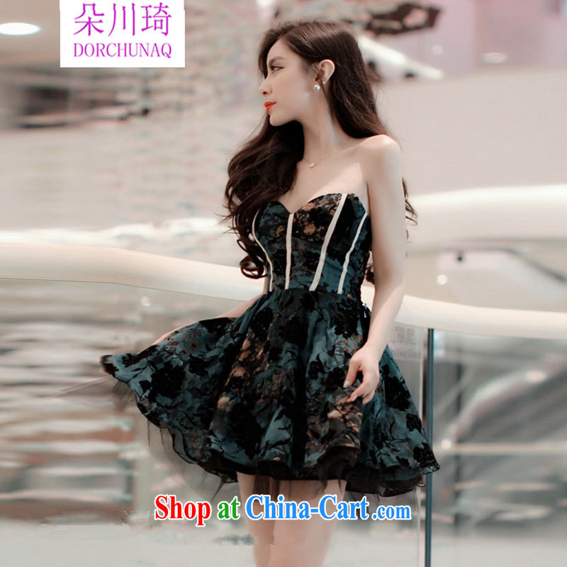 Dora's Kawasaki 2015 new Korean genuine name-yuan lady high-end high-quality waist bare chest shaggy small dress, flower Kawasaki (dorchunaq), online shopping