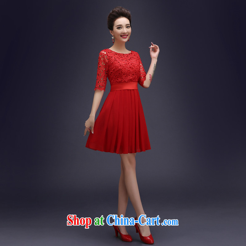 Evening Dress wedding toast clothing Evening Dress summer 2015 New Field shoulder bridal toast clothing red dresses short beauty graphics thin wedding dresses small firm Red. size 5 - 7 Day Shipping, 100 Ka-ming, and shopping on the Internet