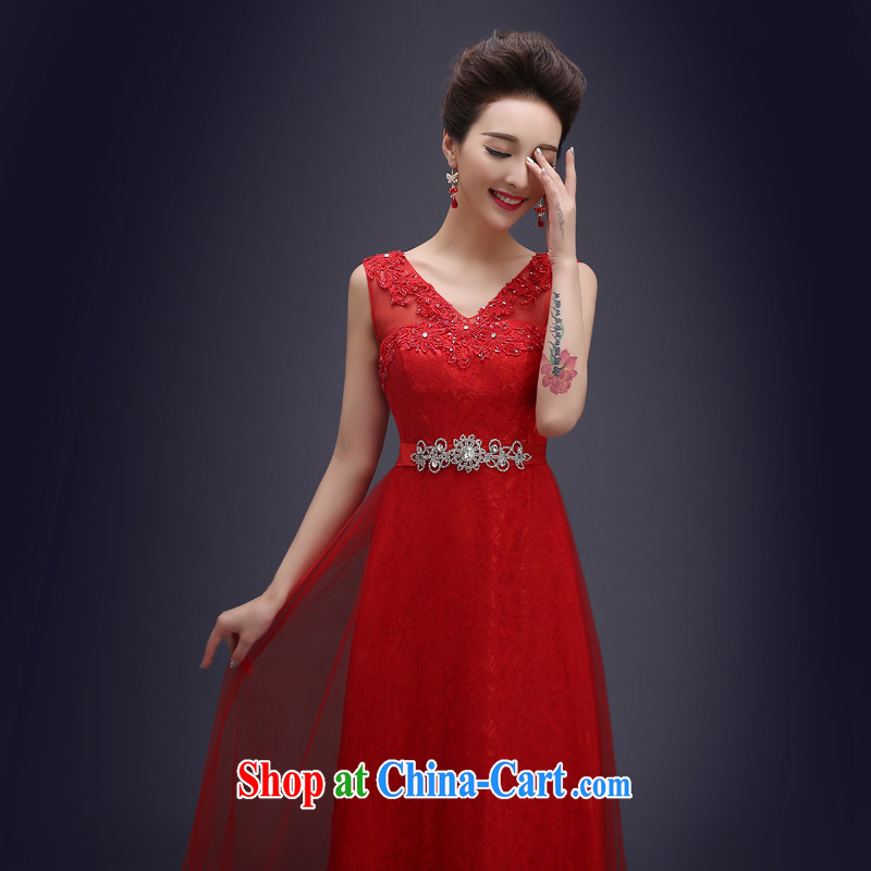 Evening Dress wedding toast clothing Evening Dress wedding dresses 2015 new bride wedding toast clothing lace shoulders long bridesmaid dress banquet dress Red. size 5 - 7 Day Shipping, 100 Ka-ming, and shopping on the Internet