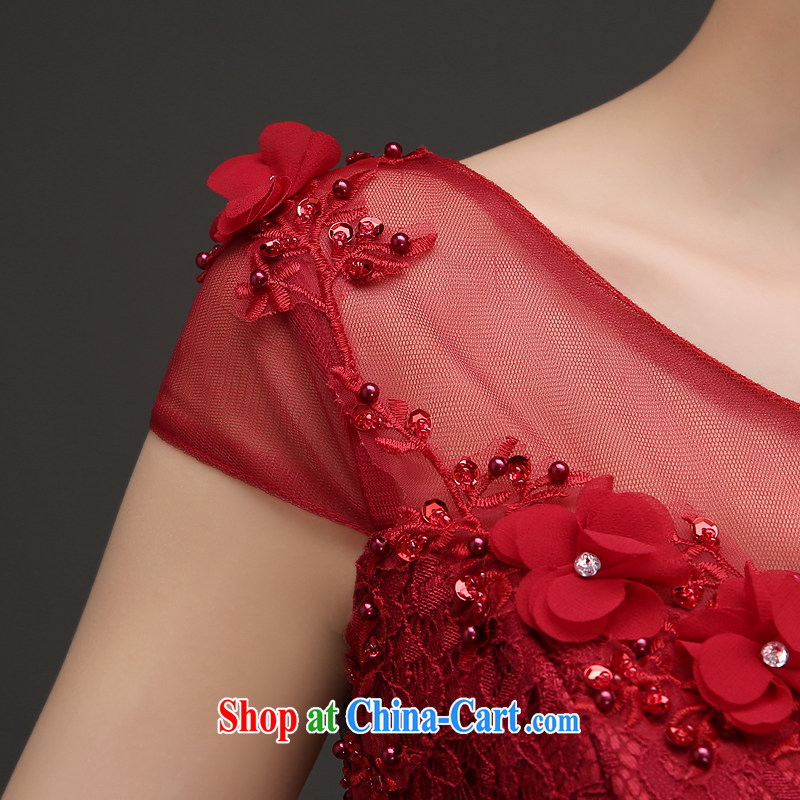 Evening Dress wedding toast serving evening summer 2015 new stylish evening dress long crowsfoot cultivating a field shoulder wedding dresses wine red. size 5 - 7 Day Shipping, 100 Ka-ming, and shopping on the Internet