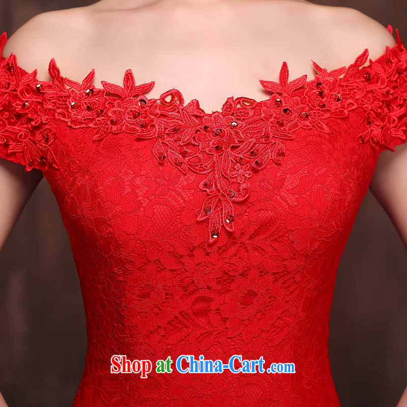 Love spell Fort summer 2015 New Red bridal wedding dresses at Merlion toast clothing lace a shoulder-length, strap with red XXL (93/77, love the Fort, shopping on the Internet