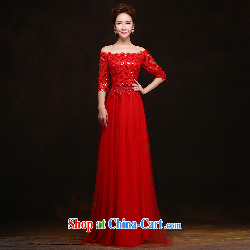 Love spell Fort spring 2015 new marriages red dress a field shoulder A tied up with Korean lace, bows service red XXL (93/77, love the Fort, shopping on the Internet
