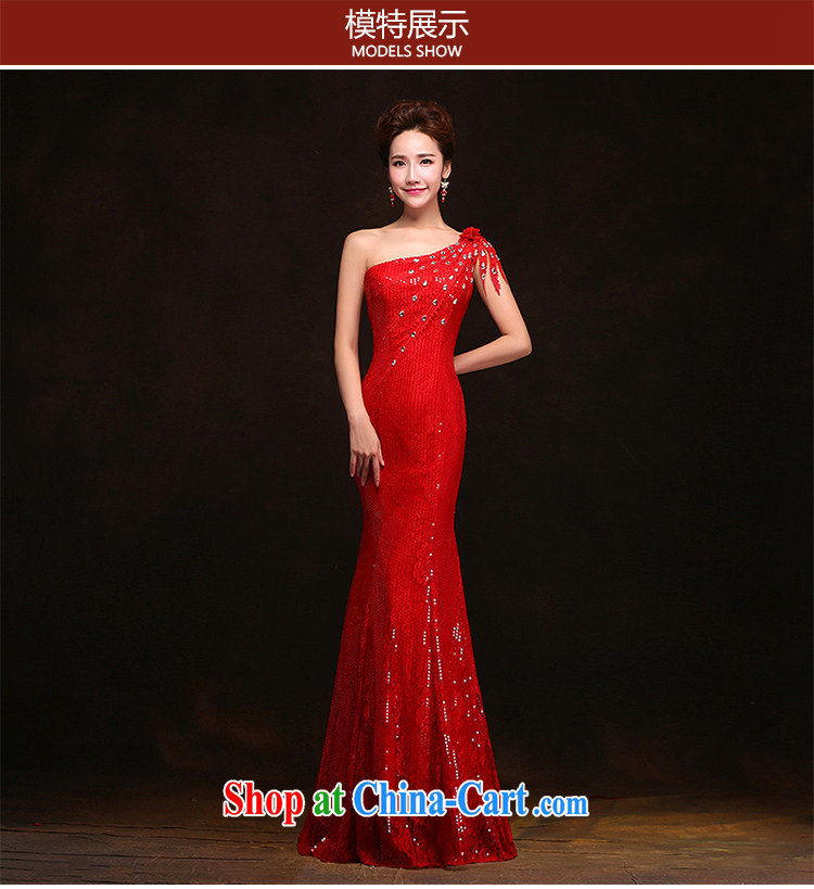 Love spell Fort spring 2015 new wedding dresses stylish crowsfoot long single shoulder, lace bridal toast dress red XXL (93/77, pictures, price, brand platters! Elections are good character, the national distribution, so why buy now enjoy more preferential! Health