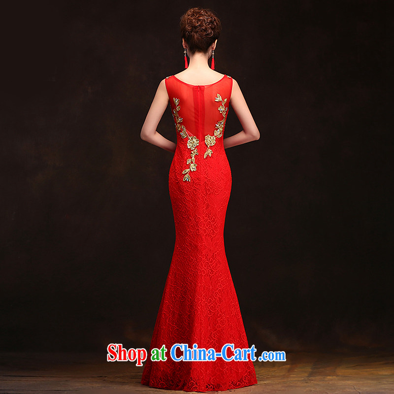 Love spell Fort spring 2015 new Korean Beauty serving toast long bridal crowsfoot double-shoulder lace stylish wedding dress red XXL (93/77, love the Fort, shopping on the Internet