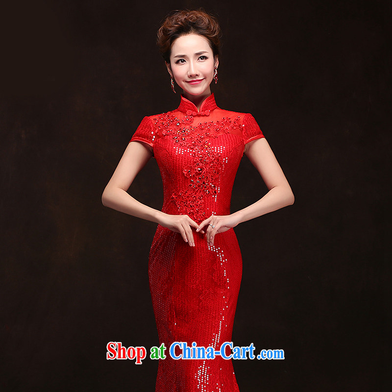 Love spell Fort Lauderdale 2015 new spring marriages wedding dresses stylish crowsfoot, for a field shoulder short-sleeved long serving toast red XXL (93/77, love the Fort, shopping on the Internet