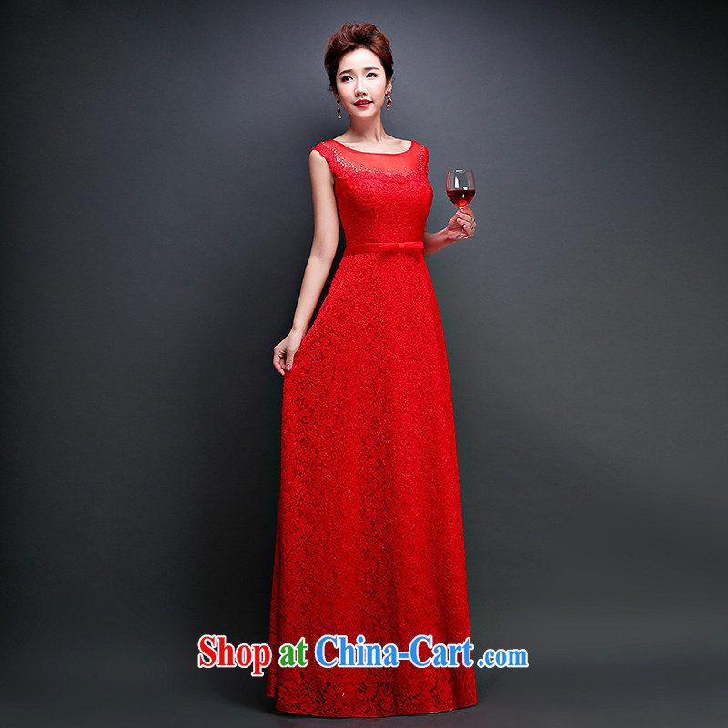 Love spell Fort Lauderdale 2015 new marriages wedding dress A Field dress Korean version field shoulder red lace long serving toast red XXL _93_77.