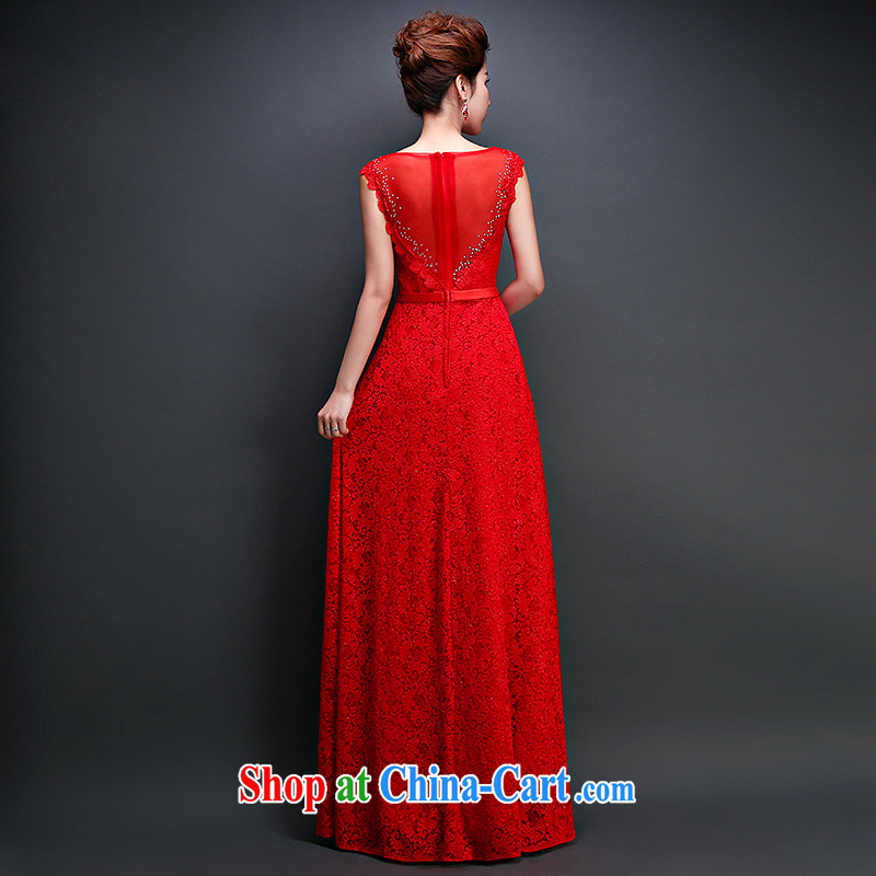 Love spell Fort Lauderdale 2015 new marriages wedding dress A Field dress Korean version field shoulder red lace long serving toast red XXL (93/77, love the Fort, shopping on the Internet