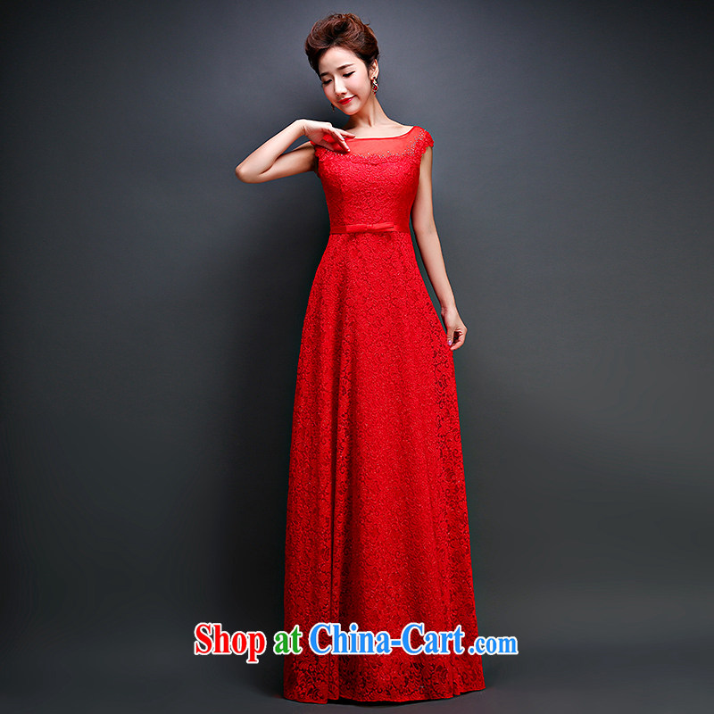 Love spell Fort Lauderdale 2015 new marriages wedding dress A Field dress Korean version field shoulder red lace long serving toast red XXL (93/77, love the Fort, shopping on the Internet