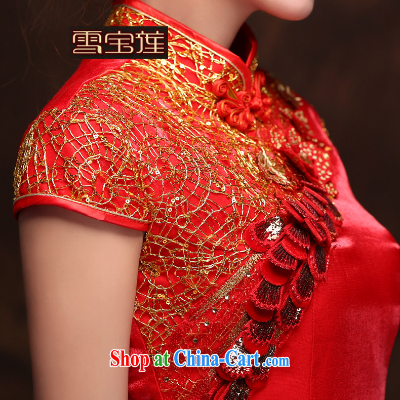 Snow Lotus bridal toast clothing wedding dress summer new bride marriage improved cheongsam dress high-dimensional embroidery cheongsam red retro wedding toast serving red XL pictures, price, brand platters! Elections are good character, the national distribution, so why buy now enjoy more preferential! Health