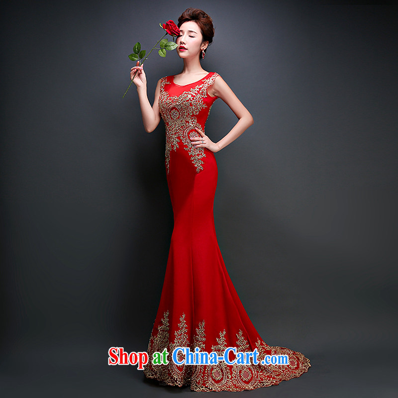Love spell Fort 2015 new bride upscale wedding dress long-tail sexy crowsfoot a Field double-shoulder bows. Red XXXL (96/80, love the Fort, and shopping on the Internet