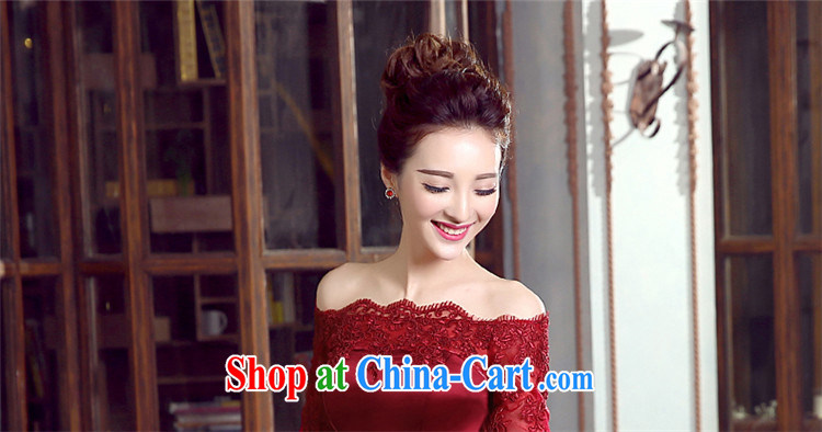 Tslyzm exclusive evening dress bridal a Field shoulder wedding dress uniform toast short, cultivating banquet party dress moderator dresses girls Satin back door service wine red M pictures, price, brand platters! Elections are good character, the national distribution, so why buy now enjoy more preferential! Health