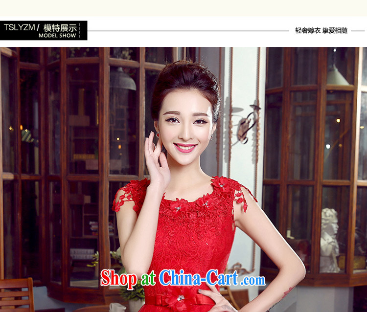 Tslyzm bridal wedding dress uniform bows lace shoulders the waist light drill flowers shaggy dress the wedding dress red XXL pictures, price, brand platters! Elections are good character, the national distribution, so why buy now enjoy more preferential! Health