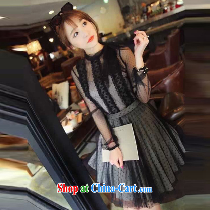 Spring 2015 New Name-yuan bowtie sexy 100 ground lace shirt straps body skirt black M, Bekaa in Dili (JIBEIKADI), shopping on the Internet