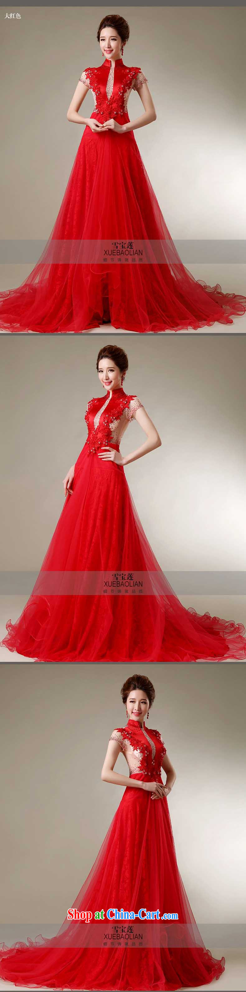 Snow Lotus bridal toast serving Korean brides beauty drag and drop tail bows dress classic wood drill set for blue lace bridesmaid dress only the tail dress blue L pictures, price, brand platters! Elections are good character, the national distribution, so why buy now enjoy more preferential! Health