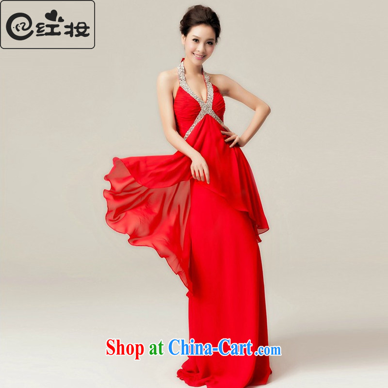 Red pregnant women served toast spring bridal wedding dress long hang also banquet dress 2015 new L 11,007 red XL