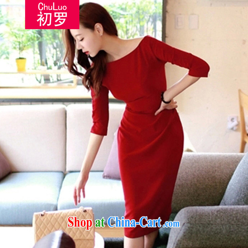 First, Korean edition 2015 summer new female fashion style beauty graphics thin package and more relaxed the dress girls dresses red L early, and, shopping on the Internet