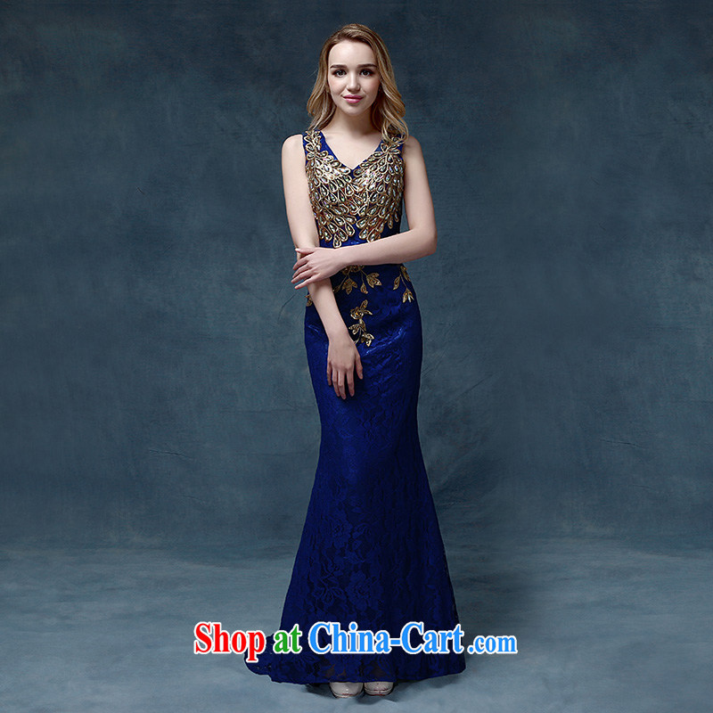 According to Lin Sha Evening Dress 2015 new wedding dress shoulders toast service bridal gown crowsfoot cultivating tail bows service blue S, according to Lin, Elizabeth, and shopping on the Internet
