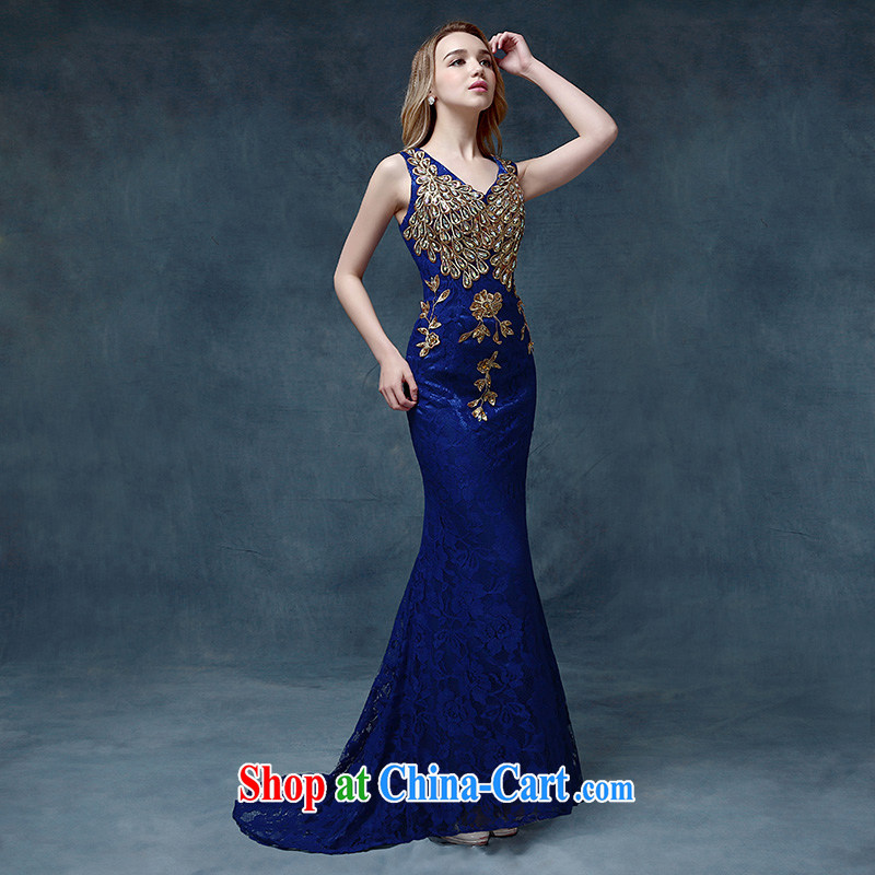 According to Lin Sha Evening Dress 2015 new wedding dress shoulders toast service bridal gown crowsfoot cultivating tail bows service blue S, according to Lin, Elizabeth, and shopping on the Internet