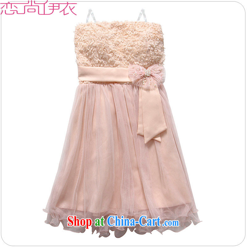 The package-XL small dress 2015 new summer sweet shaggy Princess Mary Magdalene skirt Chest dinner dress bridesmaid wedding dress skirt pink 3XL approximately 165 - 185 jack, land is still the garment, shopping on the Internet