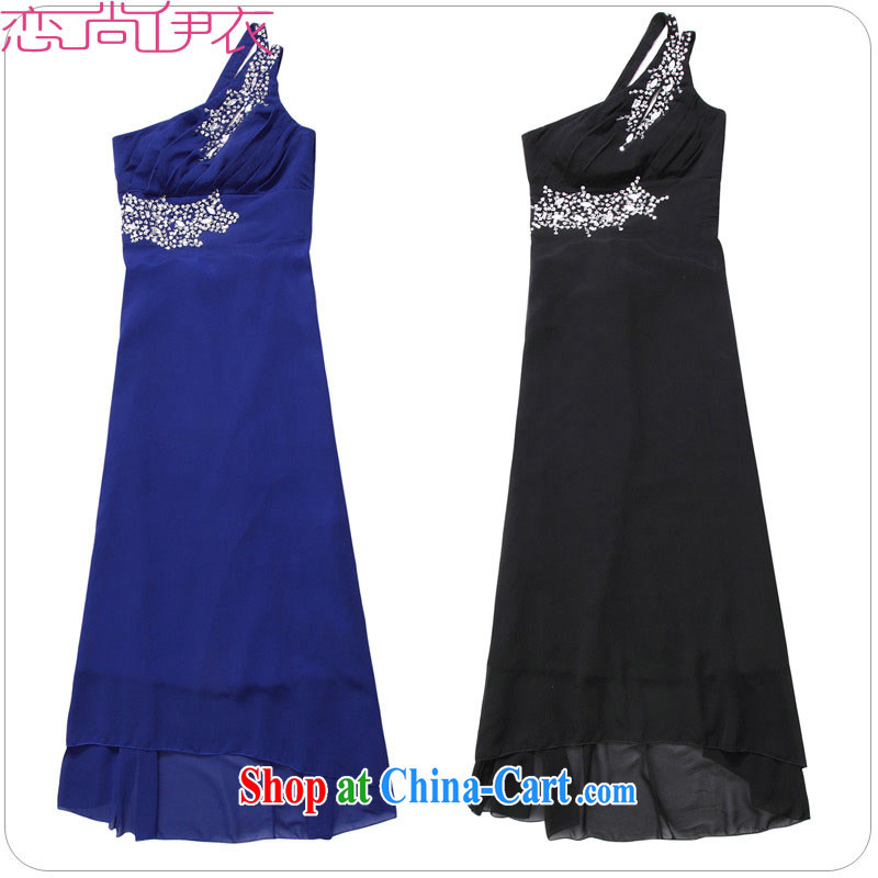 The package mail XL stylish long skirt dress New Name-yuan Greek style graphics thin ice woven dresses thick mm a shoulder hosted ceremony skirt blue 3 XL approximately 165 - 185 jack, land is still the garment, and shopping on the Internet