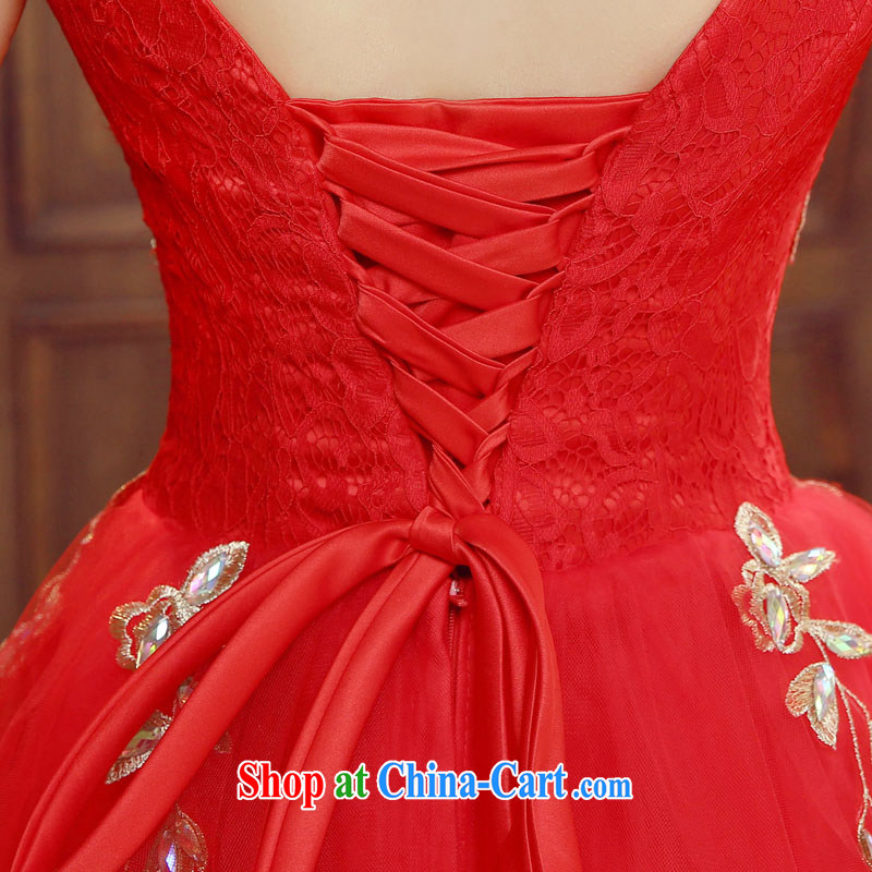 Time Syria bridal dresses wedding toast clothing double-shoulder stylish small red dress girl short banquet dress student performances parquet drill night dress clothing red XXL, time, and shopping on the Internet