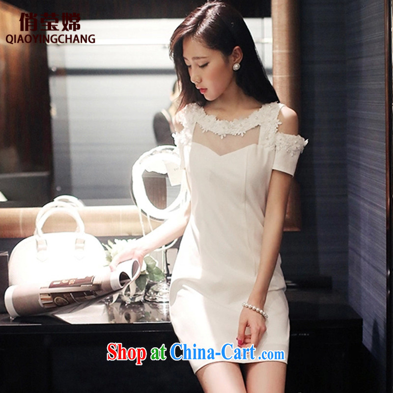 To Ying-oriented summer 2015 Mrs dresses Korean three-dimensional flowers sexy bare shoulders package and short skirts beauty lounge dress wedding dress dress bridesmaid replacing white L, to Ying-oriented (QIAOYINGCHANG), shopping on the Internet