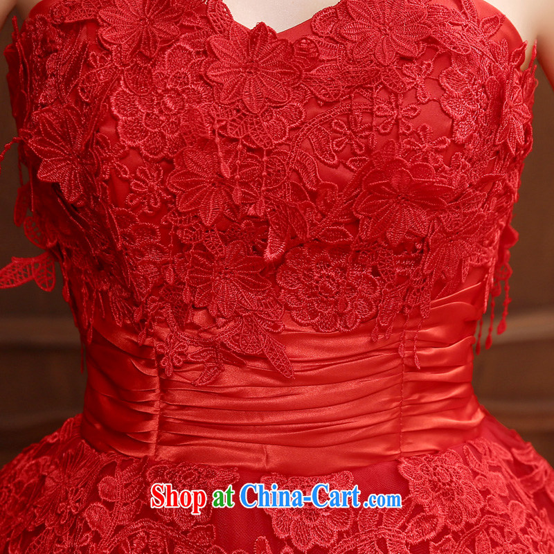 Time off his chest wedding dresses new 2015 spring and summer fashion red lace long bridal wedding dress red bows in his long evening dress red XXL, time, and shopping on the Internet