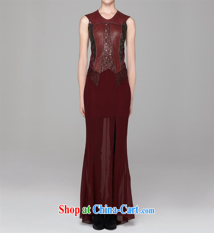 Qin Qing store 2015 PU leather stitching snow spinning rock sexy softness wine red dresses spring dresses skirts wine red UK 16 pictures, price, brand platters! Elections are good character, the national distribution, so why buy now enjoy more preferential! Health