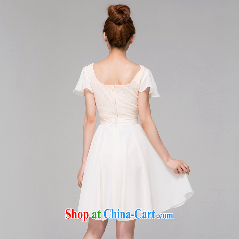 Recall that the red makeup bridesmaid serving double-shoulder cuff new short, champagne color lace short-sleeved U-collar bows service dress L 13,805 champagne color XL, recalling that the red makeup, shopping on the Internet