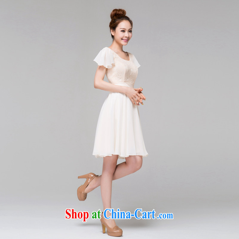 Recall that the red makeup bridesmaid serving double-shoulder cuff new short, champagne color lace short-sleeved U-collar bows service dress L 13,805 champagne color XL, recalling that the red makeup, shopping on the Internet