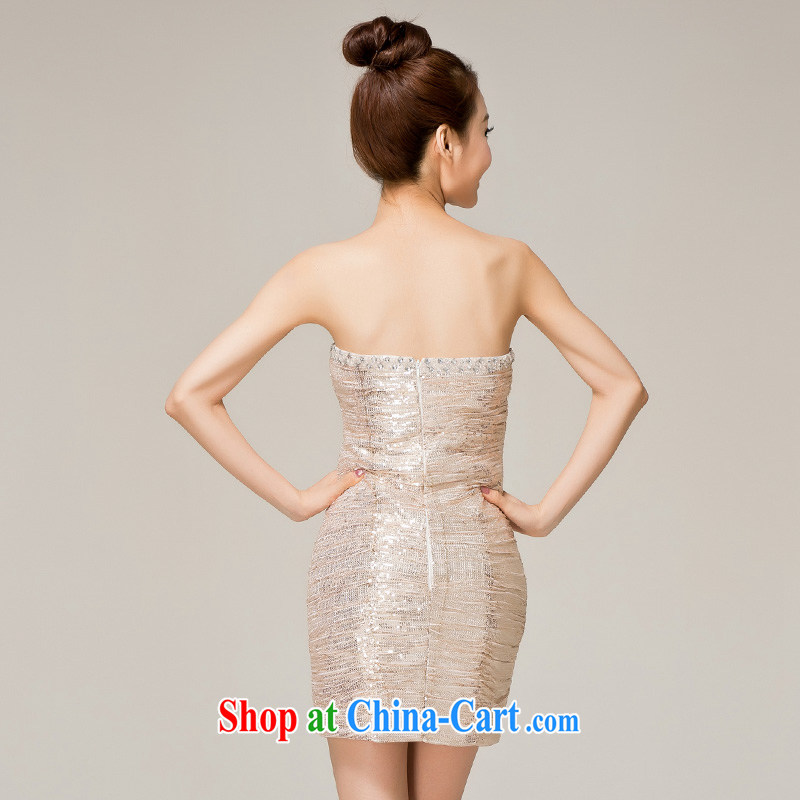 Recall that the red makeup bridesmaid clothing graphics thin short toast dinner dress stylish erase chest moderator show dress L 12,154 gold XL, recalling that the red makeup, shopping on the Internet