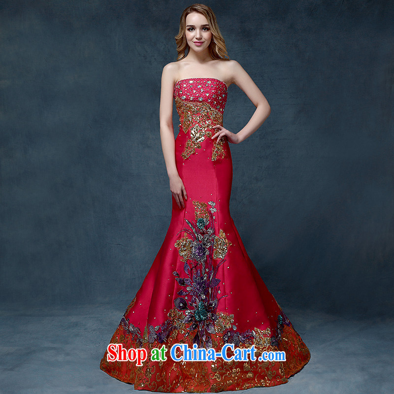 According to Lin Windsor wedding dresses 2015 new stylish wiped his chest red tail crowsfoot toast Service Bridal dress wedding banquet red XL, according to Lin, Elizabeth, and shopping on the Internet