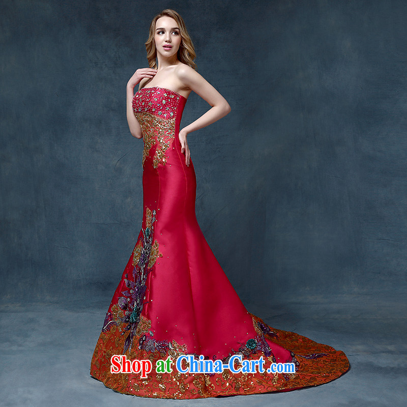 According to Lin Windsor wedding dresses 2015 new stylish wiped his chest red tail crowsfoot toast Service Bridal dress wedding banquet red XL, according to Lin, Elizabeth, and shopping on the Internet