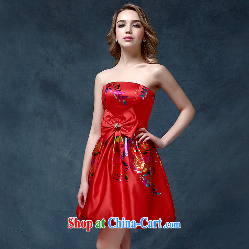 Evening Dress short 2015 new wedding dresses red bows Service Bridal Fashion long betrothal banquet short bridesmaid clothing red XL, according to Lin, Elizabeth, and shopping on the Internet