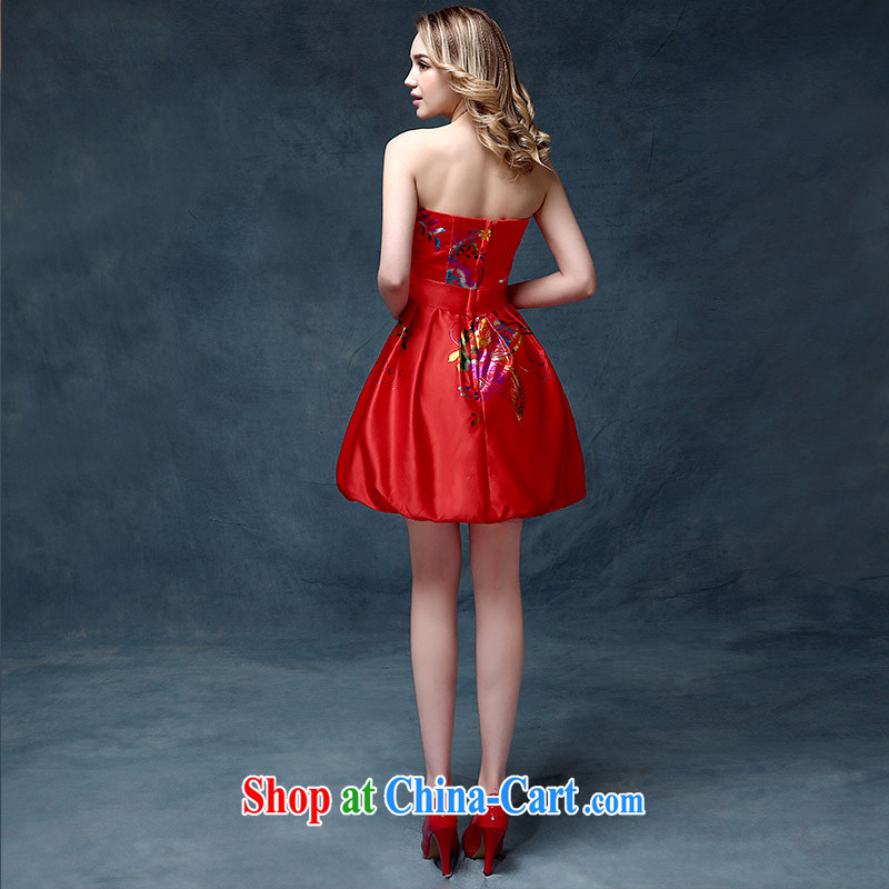 Evening Dress short 2015 new wedding dresses red bows Service Bridal Fashion long betrothal banquet short bridesmaid clothing red XL, according to Lin, Elizabeth, and shopping on the Internet