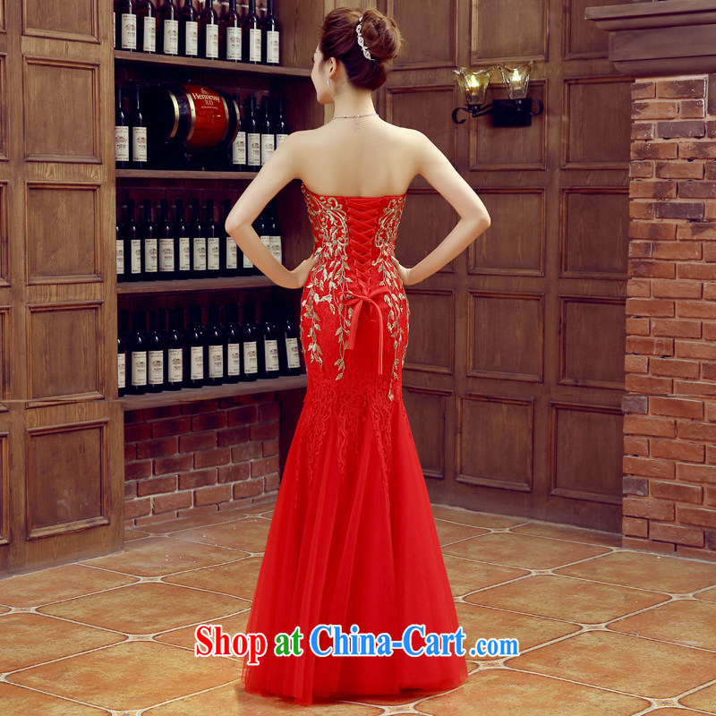 Time his bride toast wedding service 2015 spring new female breast wipe long evening dress red crowsfoot wedding dresses summer car show car the evening dress red XXL, time, and shopping on the Internet