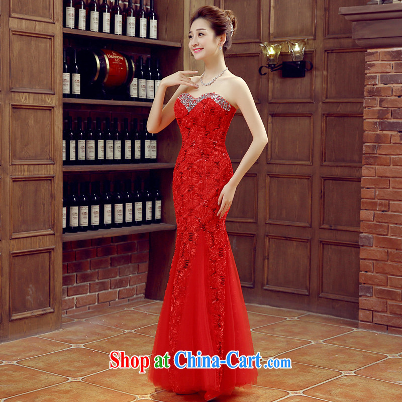 Syria Time 2015 new spring and summer wedding dresses bridal toast clothing stylish crowsfoot red lace wedding dress long car model car show dress red XXL, time, and shopping on the Internet