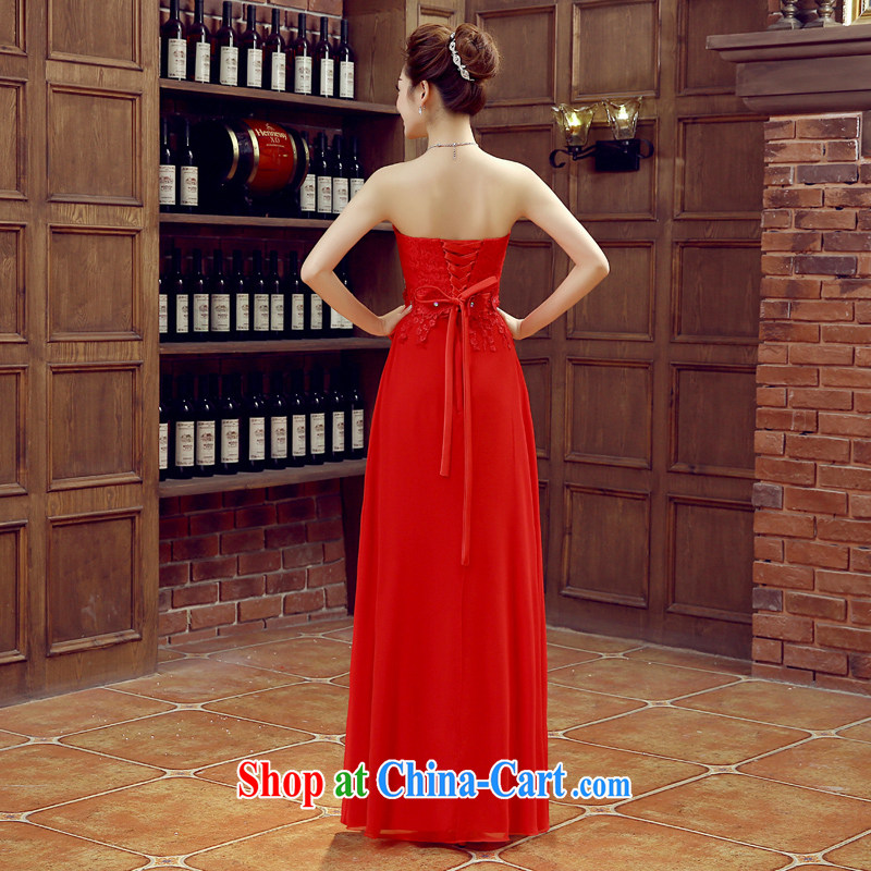 Syria Time 2015 new wipe chest red long fall lace beauty wedding dresses bridal toast clothing dress spring and summer red XL, time, and, on-line shopping