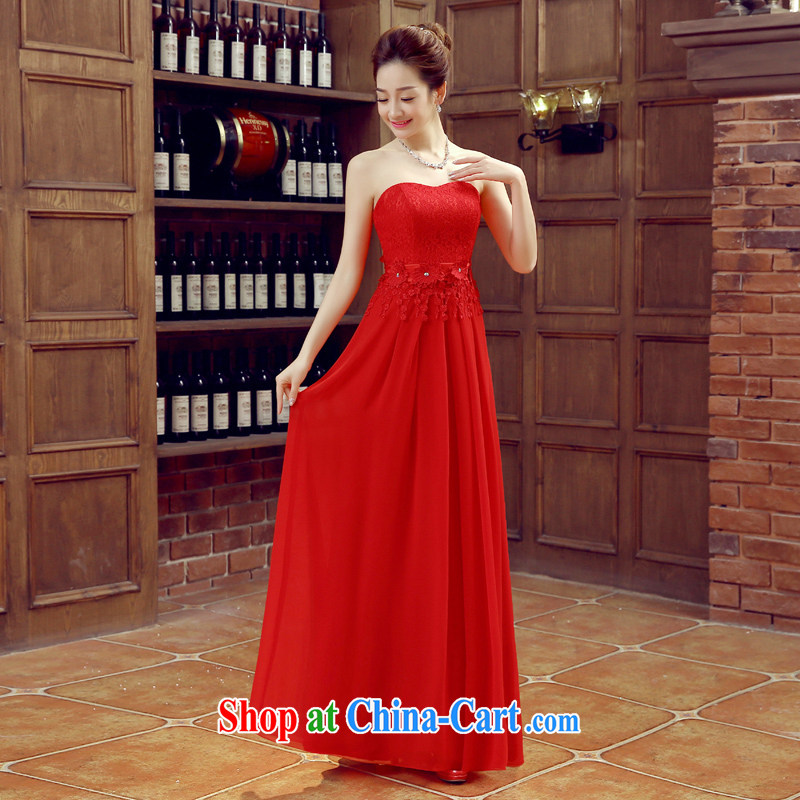 Syria Time 2015 new wipe chest red long fall lace beauty wedding dresses bridal toast clothing dress spring and summer red XL, time, and, on-line shopping