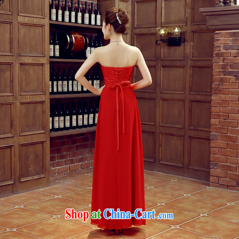 Time his toast service 2015 New red long stylish red erase chest dress bridal wedding dress banquet dress female Red XXL, time, and shopping on the Internet
