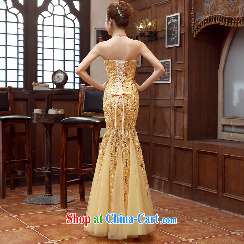Syria Time 2015 new spring and summer wedding dresses bridal toast clothing fashion at Merlion gold lace wedding dress long car show car models dress dress gold XL, time, and shopping on the Internet