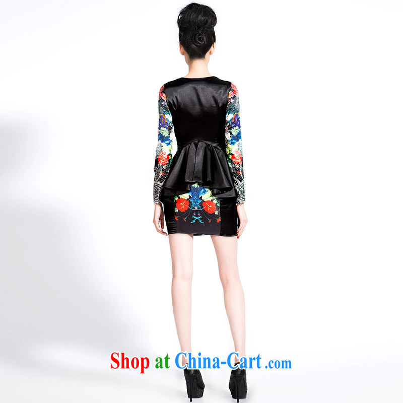 A lifetime dresses 2014 New Original Design stamp long-sleeved mini dress dress dress dress black 20220685 black M stock code 165 /84 A, a yarn, shopping on the Internet