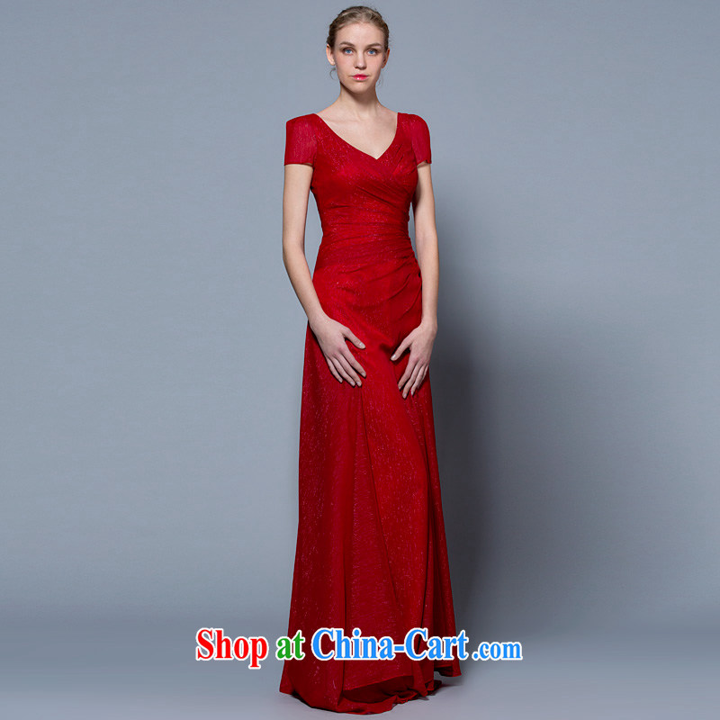 A yarn wedding dresses 2015 new bag shoulder V for cultivating long bridal toast serving red 30240892 deep red L stock code 165 _88 A