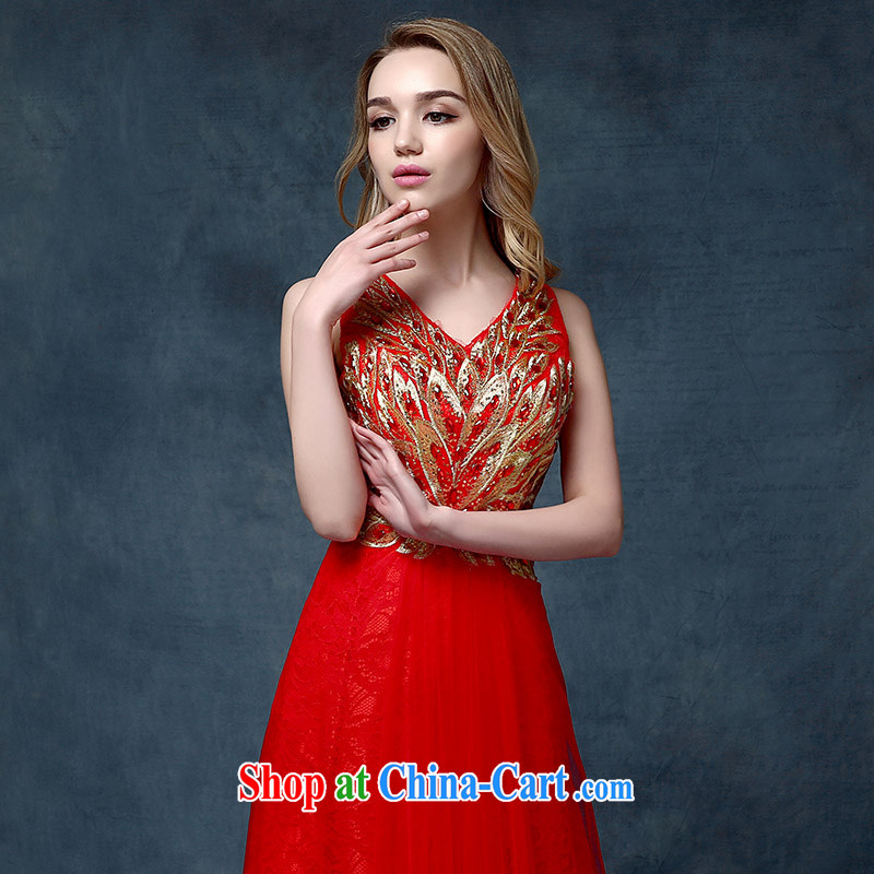 Evening Dress 2015 new Korean long spring and summer bows bridal Wedding Fashion moderator dress dresses female Red XL, according to Lin, Elizabeth, and shopping on the Internet