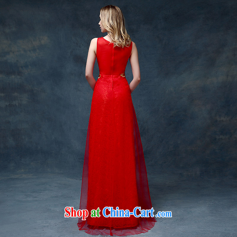 Evening Dress 2015 new Korean long spring and summer bows bridal Wedding Fashion moderator dress dresses female Red XL, according to Lin, Elizabeth, and shopping on the Internet