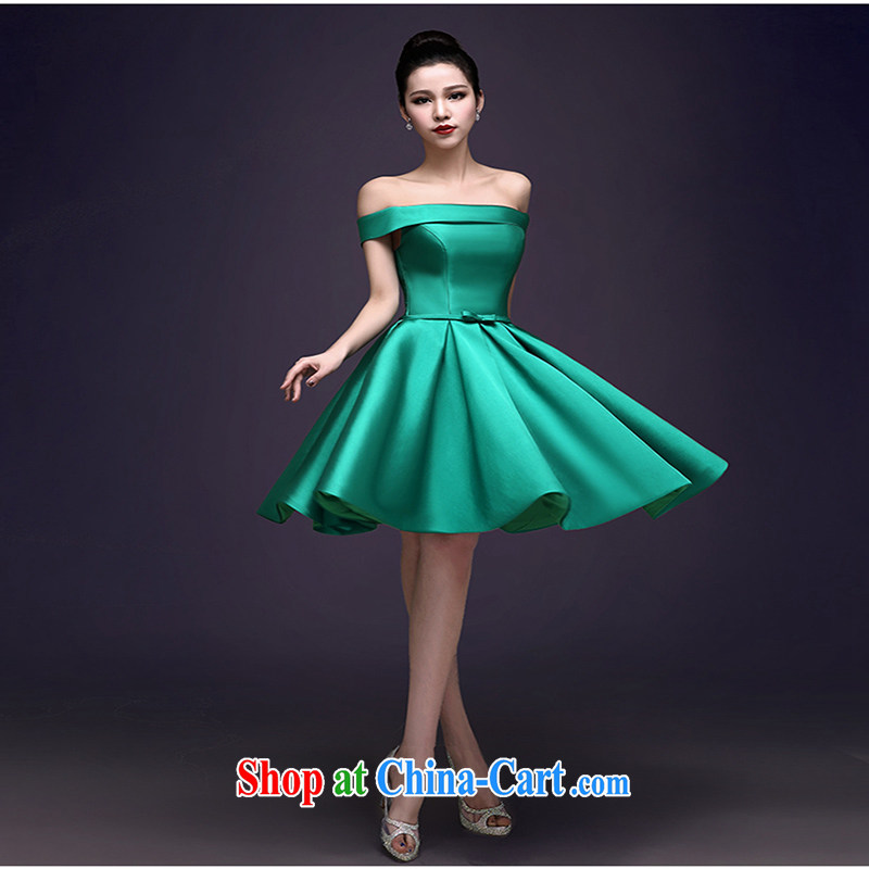 2015 spring and summer New Green high quality Evening Dress stylish field shoulder banquet dress party dress girl short green XXL so Balaam, and shopping on the Internet