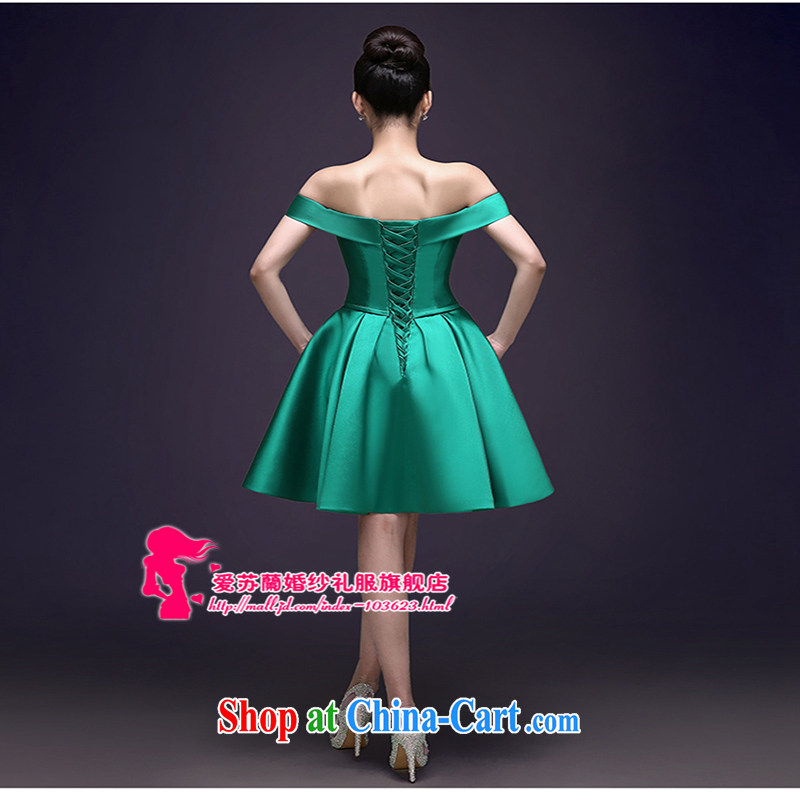 2015 spring and summer New Green high quality Evening Dress stylish field shoulder banquet dress party dress girl short green XXL so Balaam, and shopping on the Internet